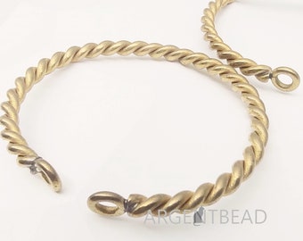 Solid Raw Brass Twisted Cuff Bracelet Blank, Minimalist Bangle Findings (66mm) 1pc
