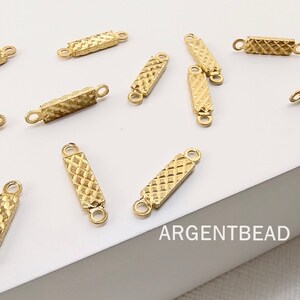 Raw Brass Rectangle Stripe Connector Charms : 3x13.5mm beading supplies 80pcs