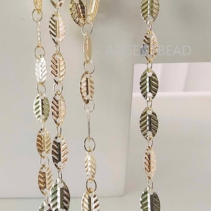 1m of 14k Brass Leaf Chain gold plated ,Fancy brass leaf link chain, Jewelry making supplies Argentbead 226AG20245GP