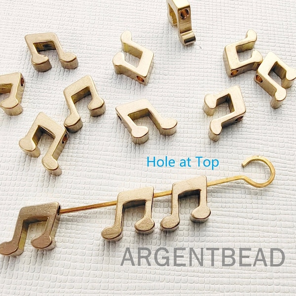 15pcs of Brass Music Note Beads, Musical Note Bead Charm, Musical Instrument Spacer, DIY Material, Jewelry Supplies Argentbead 20AG205
