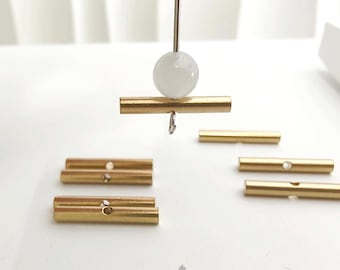 Brass Round Stick Bar Connectors, Sculptural Metal Tube Link Charms, 20mm 20pcs