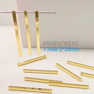 15pcs 2*30mm 16k GP Square bar connectors, 14K Square Stamping Bar, Jewelry making supplies  Argentbead 65CCAG9GP