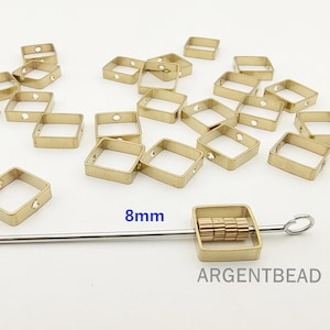 25pcs Brass Square bead Frame - 8mm Link spacer ,Bead Frames, Raw Brass Square Bead Frames , Jewelry making supplies Argentbead 65FRAG31