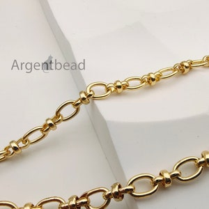 1M of 14k Gold plated Brass Chain, Necklace Chain, 5*7mm O shape chain, Thick chain, Bulk chain, Handmade Chain Argentbead 226AG20205GP