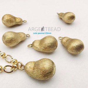 6pcs Brass Gold Stardust peanut Charms, 13mm Round Ball Pendant, Round Dangle Pendants, Brass Findings Wholesale Argentbead 45AGCH03