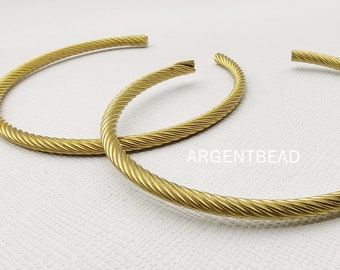 Solid Raw Brass Open Cuff Bracelet, Adjustable Boho Bangle Findings 66mm 1 pcs