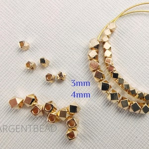 best seller 50pcs 14k real gold plated faceted Beads, 2.5mm Square Spacer, Bead for DIY jewelry making 20AG193