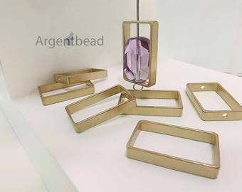 Best 16pcs mm 15x25mm Raw Brass Square Frame, Square Beads,rectangle bead frames AG422