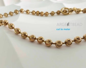 Raw Brass Ball Chain 4mm, Minimalist Jewelry Supplies for Layered Necklaces, 2 meters