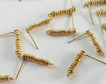 10 postes de latón crudo para pendientes: componentes para pendientes de botón, suministros de joyería al por mayor Argentbead 45AGCC25