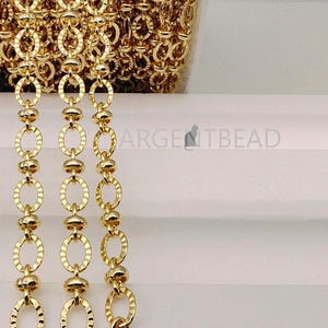 3m Real Gold Plated Chain Flat O shape Chain, 18k Seamless Gold Plated Chain Wholesale, Necklace Chain Argentbead 226AG20221GPWS