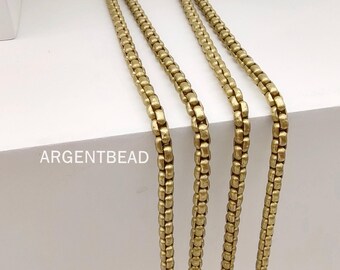 Brass Round Box Chain 3mm, Chunky Jewelry Making Supplies for Men and Women, 2meters