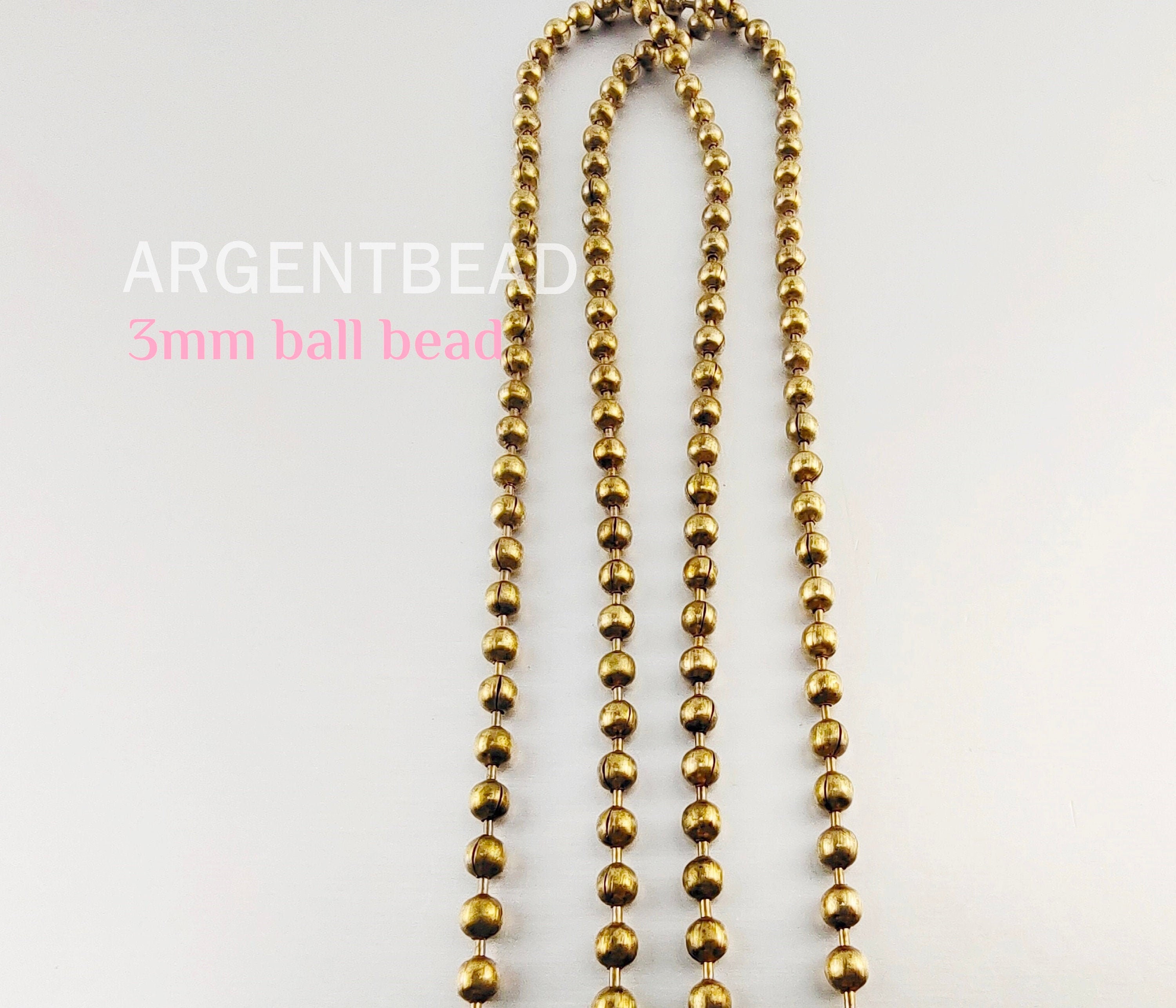 1 meter 3mm ball chain Vintage Brass Ball Chain Necklace chain Etsy