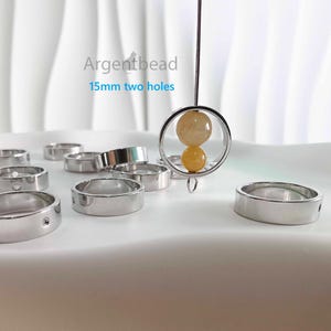 Silver Plated Round Bead Brass Frames 15mm, DIY Earring & Bracelet Finding Components 15 pcs