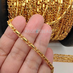 Singnature 1 m 4mm 18K GP Gold Plated with double coating, Byzantine Chain, brass chain for necklace AGB1250 / 226AG2069GP image 6