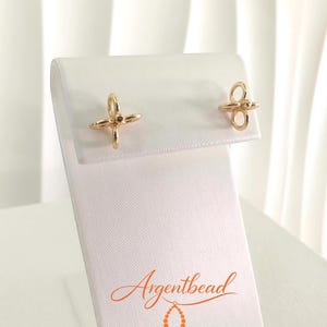 14K Gold Clover Loop Stud Posts with 925 Sterling Silver Needle, Brass 4-Way Multi Loop Ear Wires, 2pcs