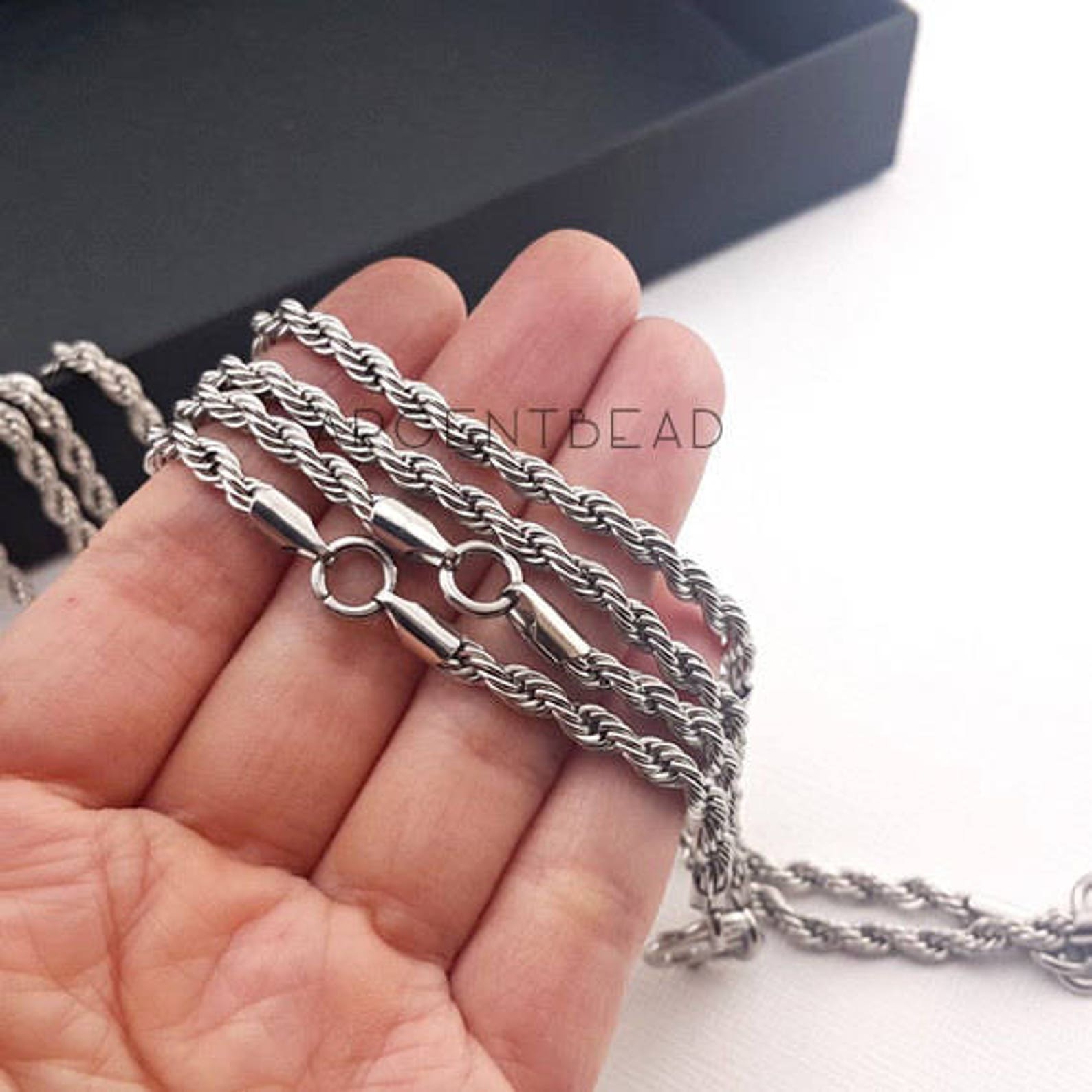1pc 28 inch stainless steel non tarnish Rope Chain Necklace | Etsy