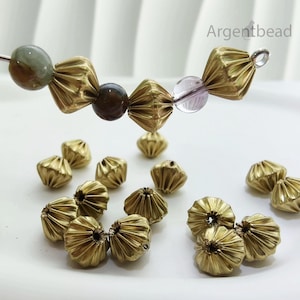 20 cuentas espaciadoras bicono de latón crudo: piezas para hacer aretes de 4 mm Argentbead 45AGBD63