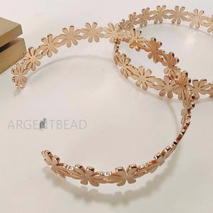 Meilleur Bracelet manchette floral en laiton 1P 14 carats GP, Manchette jonc, Bracelet manchette ouvert, Fournitures réglables pour la fabrication de bijoux DIY, Argentbead 45AGC216GP