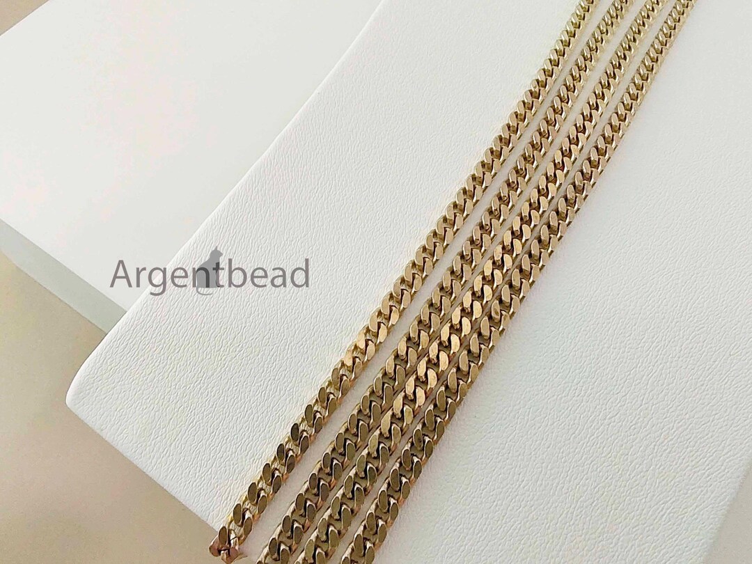1m Best Flat Curb Cuban Link Chain, 4mm Brass Cuban Link Chain, Flat ...