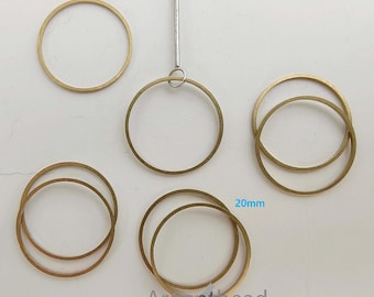 Connecteur annulaire sans couture en laiton brut 20 mm, Fournitures pour bijouterie en gros 40 pièces