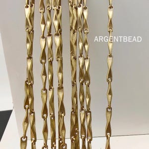 Messing gedraaide staafketting 13 mm, geometrische schakel voor moderne oorbellen en kettingen 0,5 meter