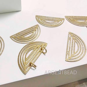 15pc Raw Brass Half Moon Charms: Hammered Semicircle Pendants jewelry making supplies charms Argentbead 65CHAG38
