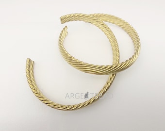 Solid Raw Brass Twisted Cuff Bracelet Blank, Minimalist Bangle Findings (66mm) 1pc
