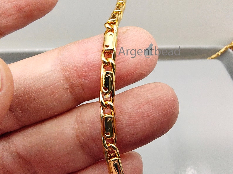 Singnature 1 m 4mm 18K GP Gold Plated with double coating, Byzantine Chain, brass chain for necklace AGB1250 / 226AG2069GP image 9