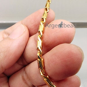 Singnature 1 m 4mm 18K GP Gold Plated with double coating, Byzantine Chain, brass chain for necklace AGB1250 / 226AG2069GP image 7