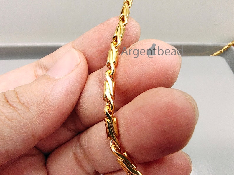 Singnature 1 m 4mm 18K GP Gold Plated with double coating, Byzantine Chain, brass chain for necklace AGB1250 / 226AG2069GP image 7