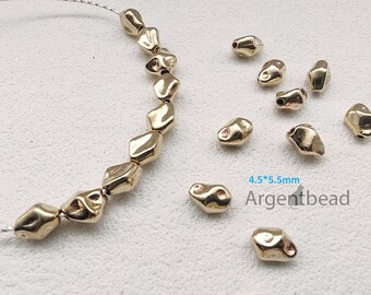 Raw Brass Diamond Rhombus Beads, Small Geometric Spacer Charms, Golden Tone (4.5x5.5mm) 15pcs