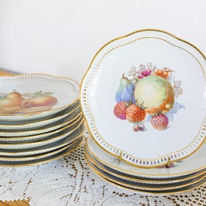 GERMAN FRUITS Dinnerware Set | Vintage Dishware | Dinner & Dessert Plates