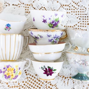 MIX & MATCH Individual Vintage Teacups | Random Set | Tea Party Set | Mismatched Tea Cups