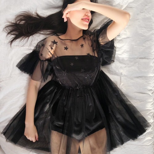 sheer black star dress