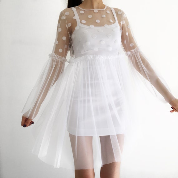 sheer polka dot wedding dress