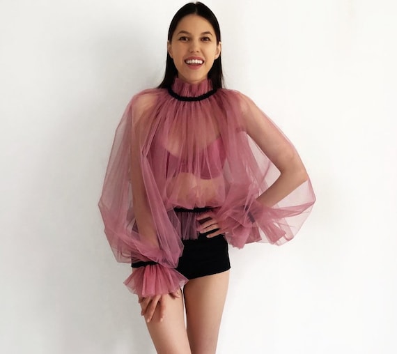 tulle ruffle blouse