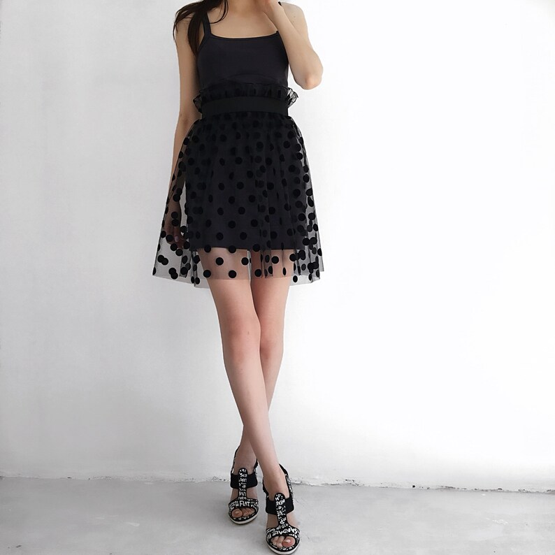 evening skirt mesh skirt Polka dot skirt sheer skirt formal skirt over skirt holiday skirt transparent skirt black tulle skirt