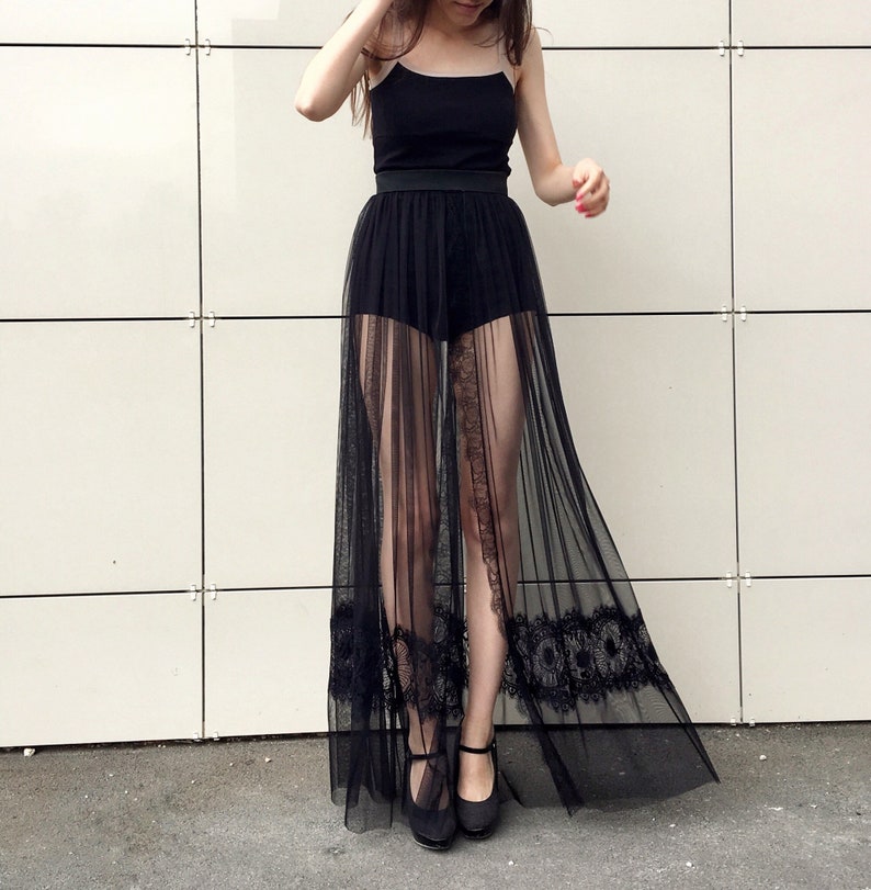 Черная прозрачная юбка