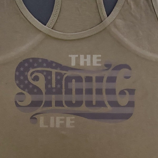 The Shoug Life Racerback Tank, Size JUNIOR/Misses Extra Large (XL), Color OLIVE - Washougal Apparel, Washington Apparel, Washougal Tshirt