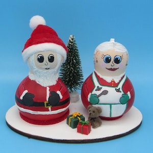 Gourde peinte Père Noël et Madame Père Noël