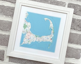 Personalised silk map print, 4th 12th anniversary gift, any location worldwide