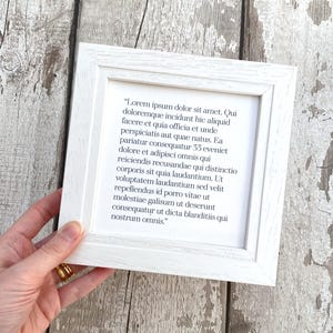 Framed silk anniversary print with custom text - quote, poem, song lyrics, definition, initials, special date, coordinates, bible verse