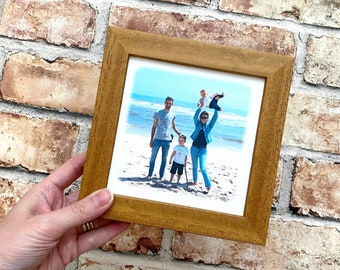 Silk family photo frame, your photo on silk, personalised silk 12th wedding anniversary gift for him or her, silk anniversary photo gift