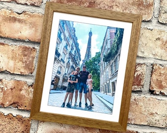 Personalised silk family photo print, 4th / 12th anniversary gift, family portrait
