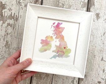 Framed real silk picture, silk anniversary gift for him, where it all began personalised map, romantic silk gift for her, 12 years married