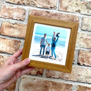 Silk family photo frame, your photo on silk, personalised silk 12th wedding anniversary gift for him or her, silk anniversary photo gift