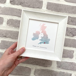 Carte en soie véritable encadrée, cadeau d'anniversaire de mariage en soie pour lui ou elle, là où tout a commencé, là où nous nous sommes mariés, carte personnalisée, 12 ans de mariage