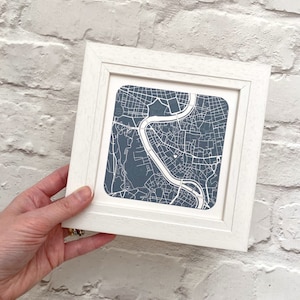 Seiden Geschenk für Mann, benutzerdefinierte minimalistische Stadt oder Stadt Blaudruck Plan, Karte wo wir uns getroffen haben, geheiratet, leben, modernes Geschenk zum 12.Hochzeitstag