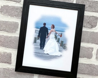 Foto grande sobre seda, regalo del 4º 12º aniversario de boda, marco de imagen de seda personalizado, regalo de seda para él o ella, regalo de seda único